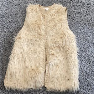 Cream colored fur/textured sweater vest